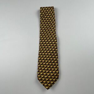 Stefano Conti Navy‎ Yellow Umbrellas Novelty 100% Silk Tie Italy